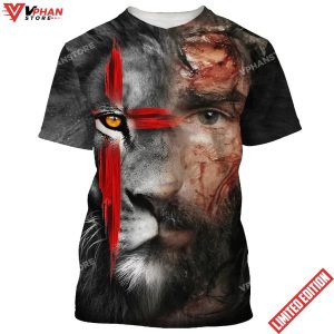 Jesus And Lion 3d All Over Print Shirt 1