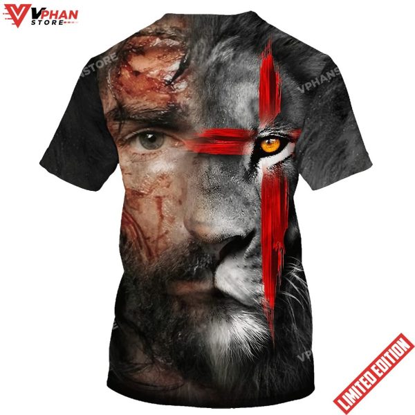 Jesus And Lion 3d All Over Print Shirt