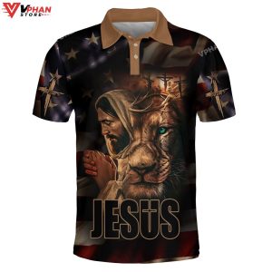Jesus And Lion American Religious Easter Gifts Christian Polo Shirt Shorts 1