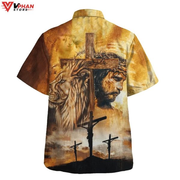 Jesus And Lion Christian Gifts Tropical Outfit Hawaiian Aloha Shirt