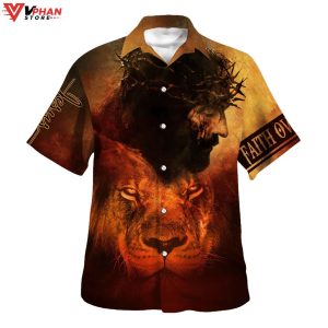 Jesus And Lion Christian Outfit Hawaiian Shirt 1