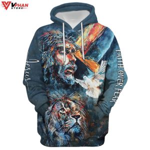 Jesus And Lion Of Judah Christian Gift Ideas Religious Hoodie 1