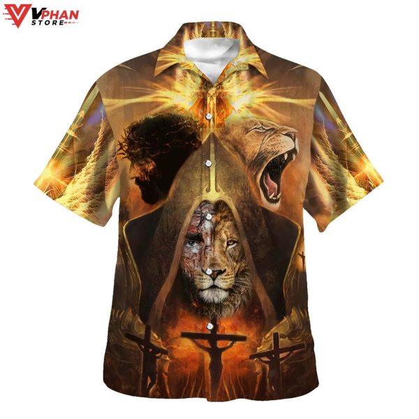 Jesus And Lion Of Judah Christian Gifts Hawaiian Aloha Shirt