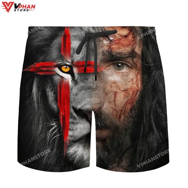 Jesus And Lion Potrait Religious Easter Gifts Christian Polo Shirt & Shorts