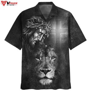 Jesus And Lion Tropical Outfit Christian Gifts Hawaiian Aloha Shirt 1