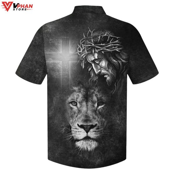 Jesus And Lion Tropical Outfit Christian Gifts Hawaiian Aloha Shirt