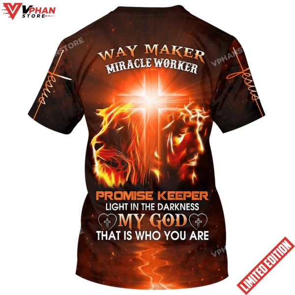 Jesus And Lion Way Maker Miracle Worker Promise Keeper Light Shirt