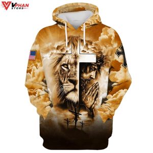 Jesus And The Cross Lion Of Judah Hoodie 1