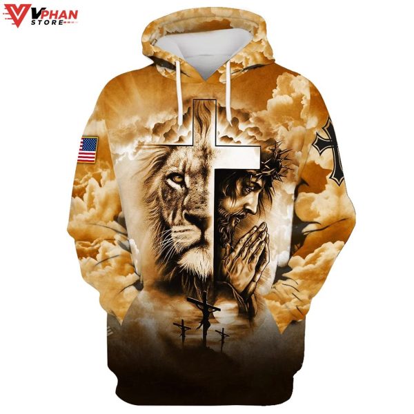 Jesus And The Cross Lion Of Judah Hoodie