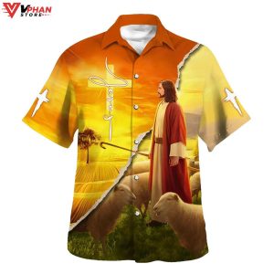 Jesus And The Lamb Tropical Outfit Christian Gifts Hawaiian Aloha Shirt 1