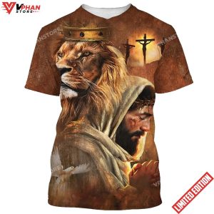 Jesus And The Lion Of Judah 3d All Over Print Shirt 1