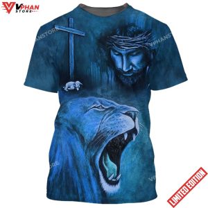 Jesus And The Lion Of Judah Christian T Shirt 1