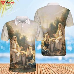 Jesus And The Woman At The Well Christian Polo Shirt Shorts 1