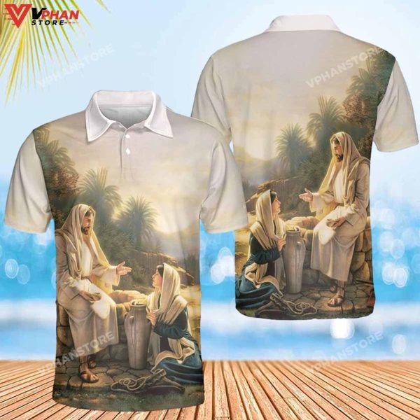 Jesus And The Woman At The Well Christian Polo Shirt & Shorts