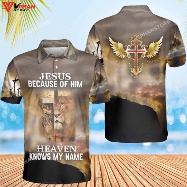 Jesus Because Of Him Heaven Knows My Name Christian Polo Shirt & Shorts