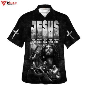 Jesus Born As A Baby Preached Christian Gift Ideas Hawaiian Aloha Shirt 1