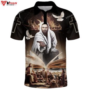 Jesus Christ And Dove Religious Easter Gifts Christian Polo Shirt Shorts 1