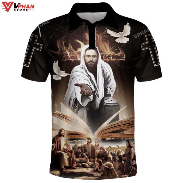 Jesus Christ And Dove Religious Easter Gifts Christian Polo Shirt & Shorts