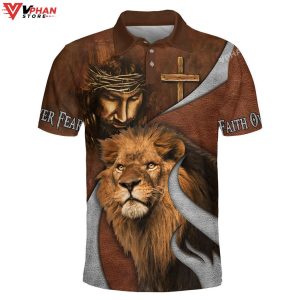 Jesus Christ And Lion Religious Easter Gifts Christian Polo Shirt Shorts 1