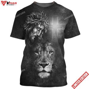 Jesus Christ And The Lion 3D All Over Printed Shirt 1