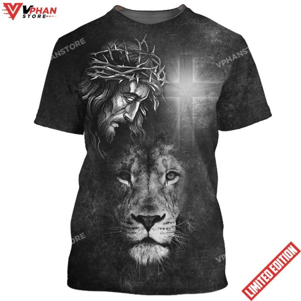 Jesus Christ And The Lion 3D All Over Printed Shirt