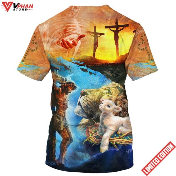 Jesus Christ Crucified Lion And The Lamb 3d T-Shirt