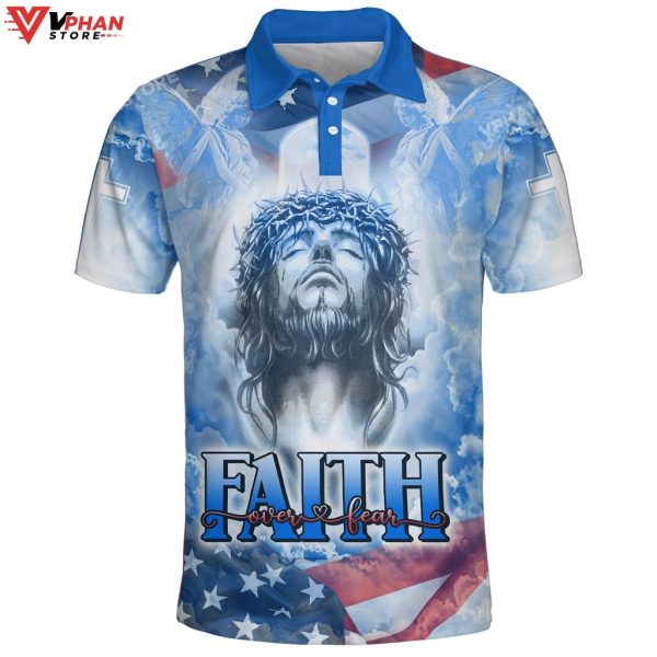 Jesus Christ Faith Over Fear Religious Christian Polo Shirt & Shorts