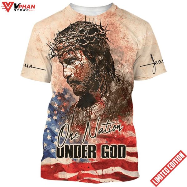 Jesus Christ One Nation Under God 3d Shirt