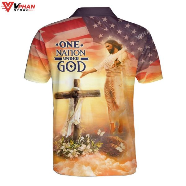 Jesus Christ One Nation Under God Cross Christian Polo Shirt & Shorts