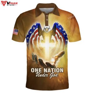 Jesus Christ One Nation Under God Eagle Christian Polo Shirt Shorts 1