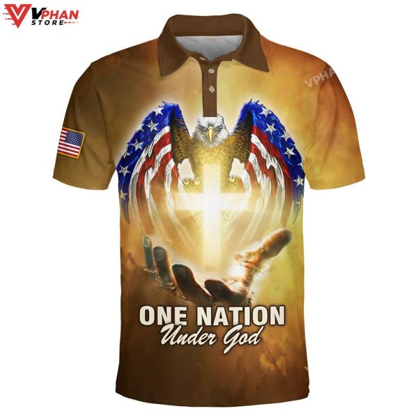 Jesus Christ One Nation Under God Eagle Christian Polo Shirt & Shorts