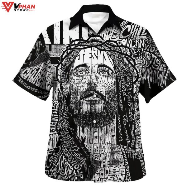 Jesus Christ Portrait Christian Gift Tropical Outfit Hawaiian Summer Shirt