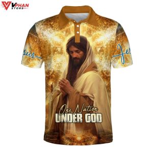 Jesus Christ Pray One Nation Under God Christian Polo Shirt Shorts 1