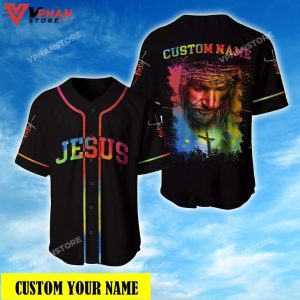 Jesus Colorful Cross God Religious Easter Gifts Christian Baseball Jersey 1