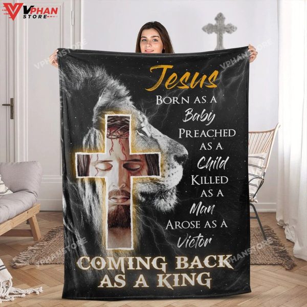 Jesus Coming Back As A King Religious Gift Ideas Bible Verse Blanket