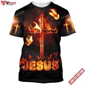 Jesus Cross Fire Christian T Shirts For Men And Women 1