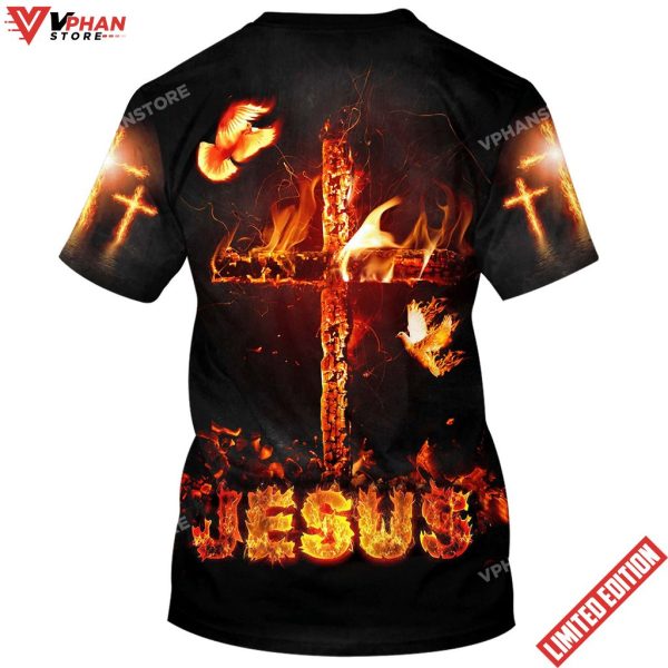 Jesus Cross Fire Christian T Shirts For Men And Women