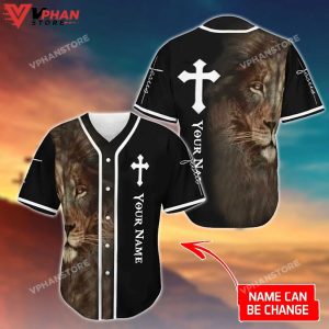 Jesus Cross Lion Religious Easter Gifts Christian Baseball Jersey 1