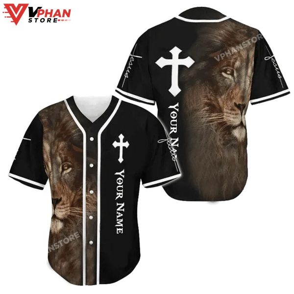 Jesus Cross Lion Religious Easter Gifts Christ Baseball Jersey