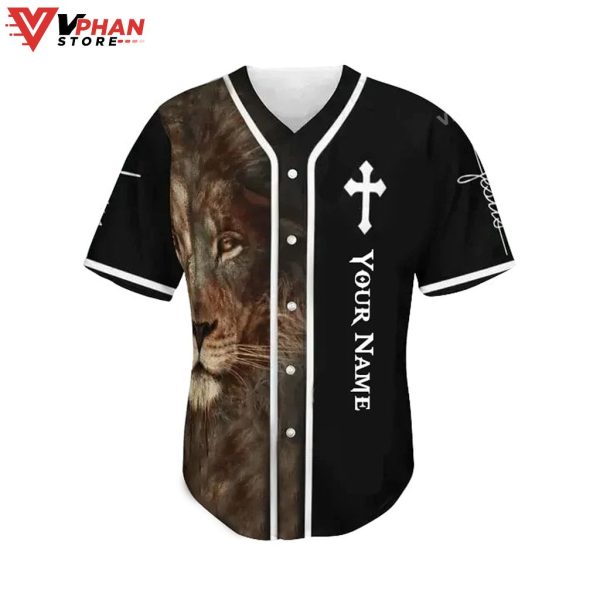 Jesus Cross Lion Religious Easter Gifts Christ Baseball Jersey