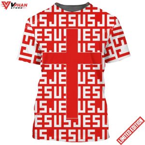 Jesus Cross Red 3D All Over Printed Shirt for Men and Women 1