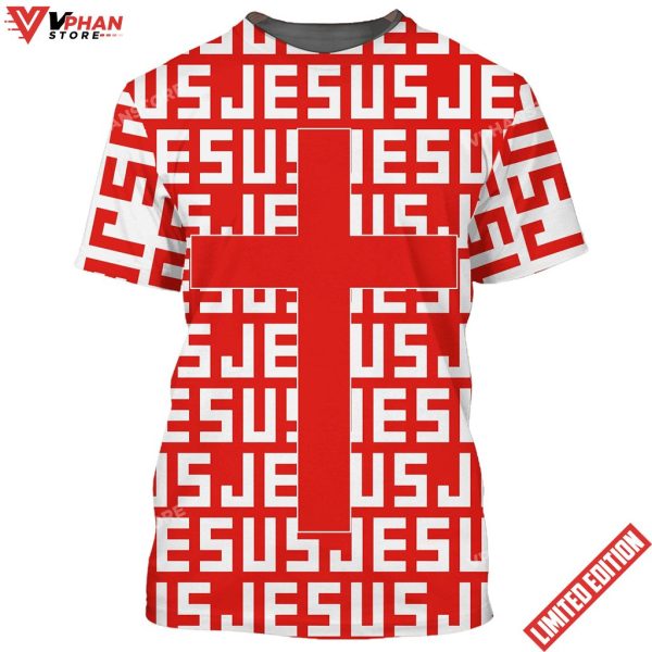 Jesus Cross Red 3D All Over Printed Shirt for Men and Women