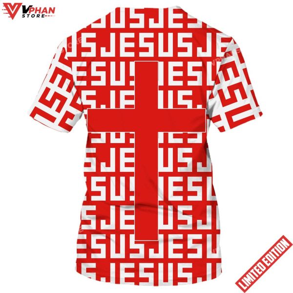 Jesus Cross Red 3D All Over Printed Shirt for Men and Women