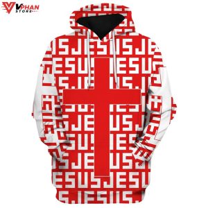 Jesus Cross Red Jesus Religious Easter Gifts Christian Hoodie 1