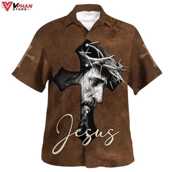 Jesus Cross Tropical Outfit Christian Gift Ideas Hawaiian Summer Shirt