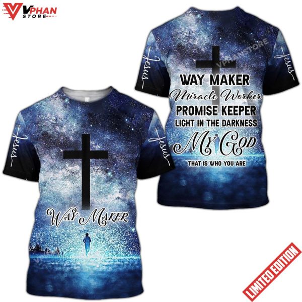 Jesus Cross Way Maker Miracle Worker Promise Keeper Shirt