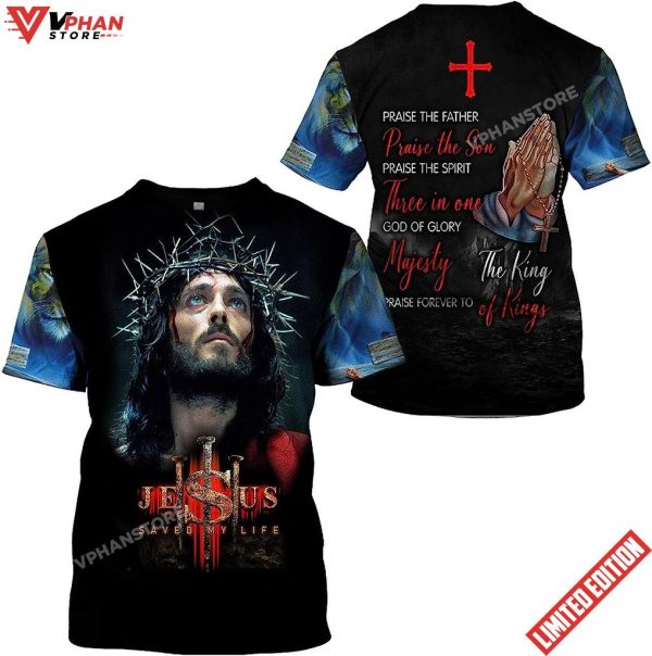 Jesus Crown Of Thorns Jesus Saved My Life All Over Printed T Shirt