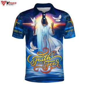 Jesus Dove Faith Over Fear Religious Gifts Christian Polo Shirt Shorts 1