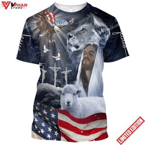 Jesus Eagle American 3d All Over Print Shirt 1