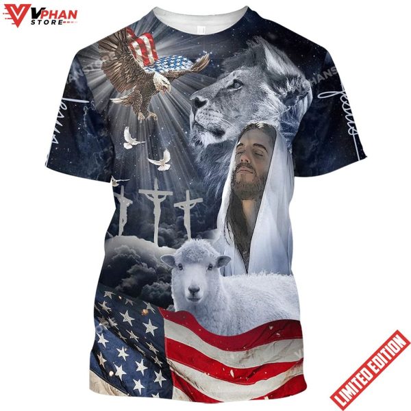 Jesus Eagle American 3d All Over Print Shirt